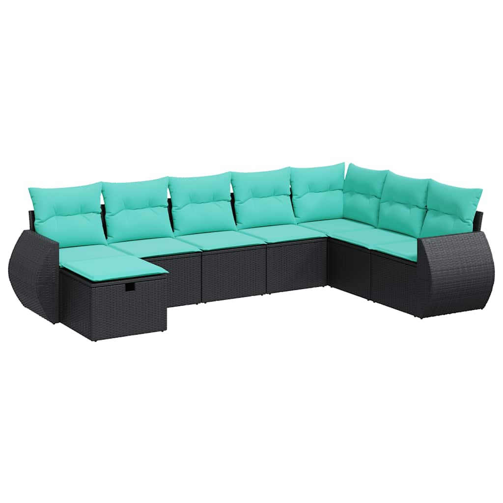 sofasæt til haven 8 dele med hynder polyrattan sort