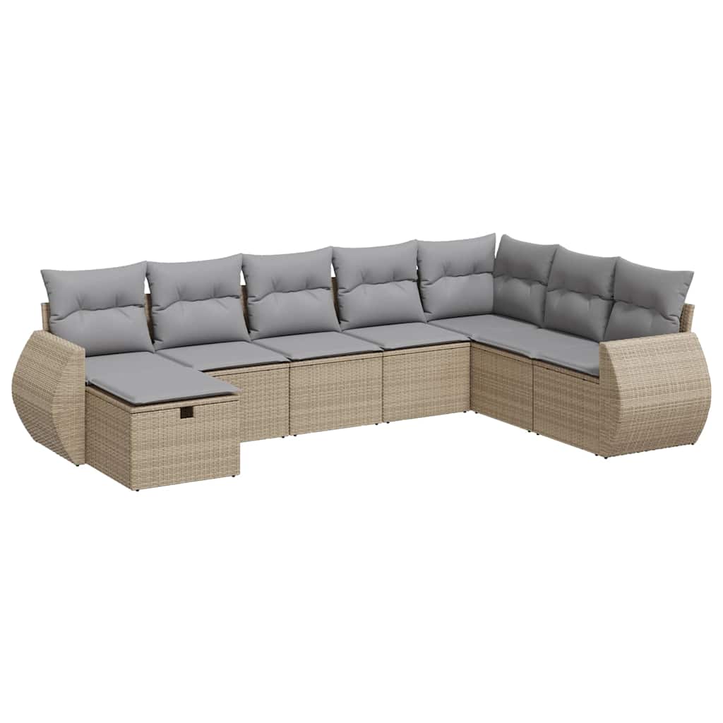 sofasæt til haven 8 dele med hynder polyrattan beige