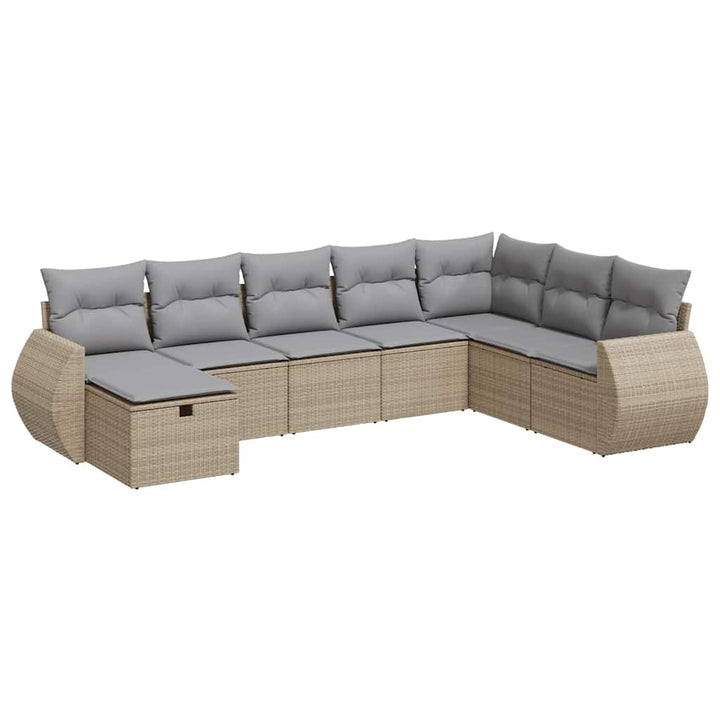 sofasæt til haven 8 dele med hynder polyrattan beige