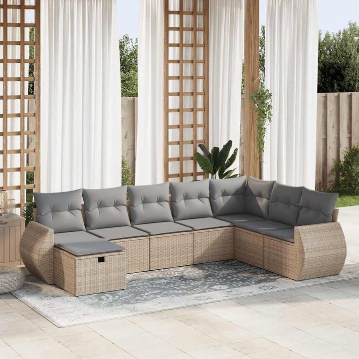 sofasæt til haven 8 dele med hynder polyrattan beige