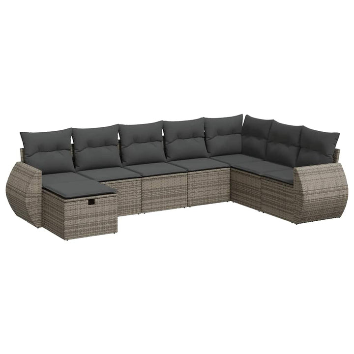 sofasæt til haven 8 dele med hynder polyrattan grå