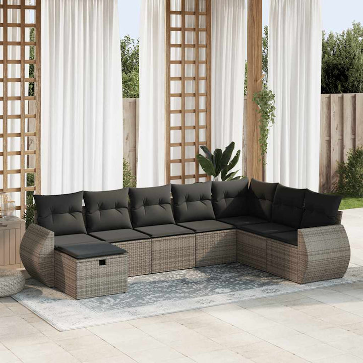 sofasæt til haven 8 dele med hynder polyrattan grå