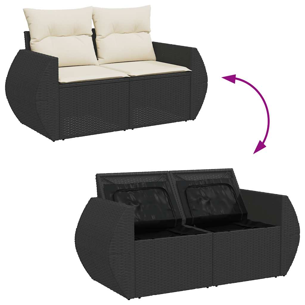 sofasæt til haven 9 dele med hynder polyrattan sort