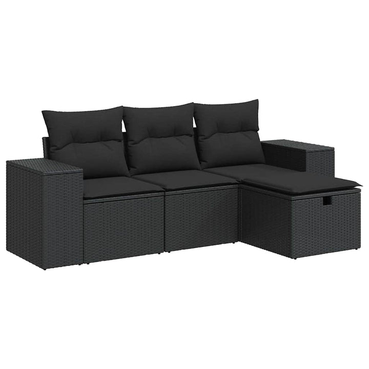 sofasæt til haven 4 dele med hynder polyrattan sort