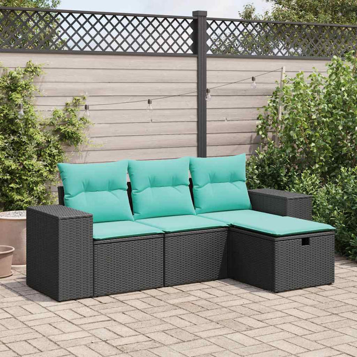 sofasæt til haven 4 dele med hynder polyrattan sort