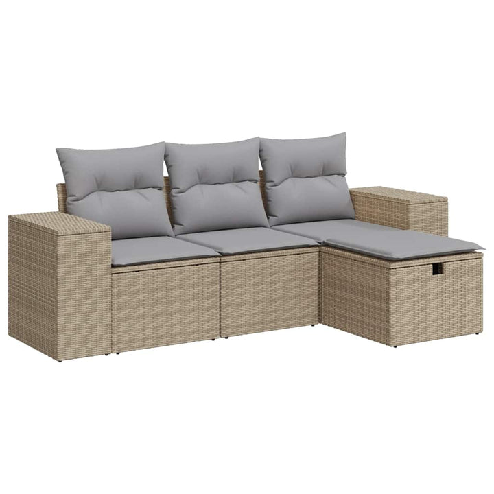 sofasæt til haven 4 dele med hynder polyrattan beige