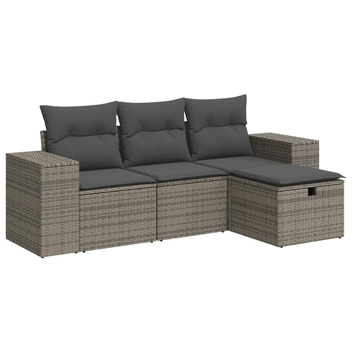 sofasæt til haven 4 dele med hynder polyrattan grå
