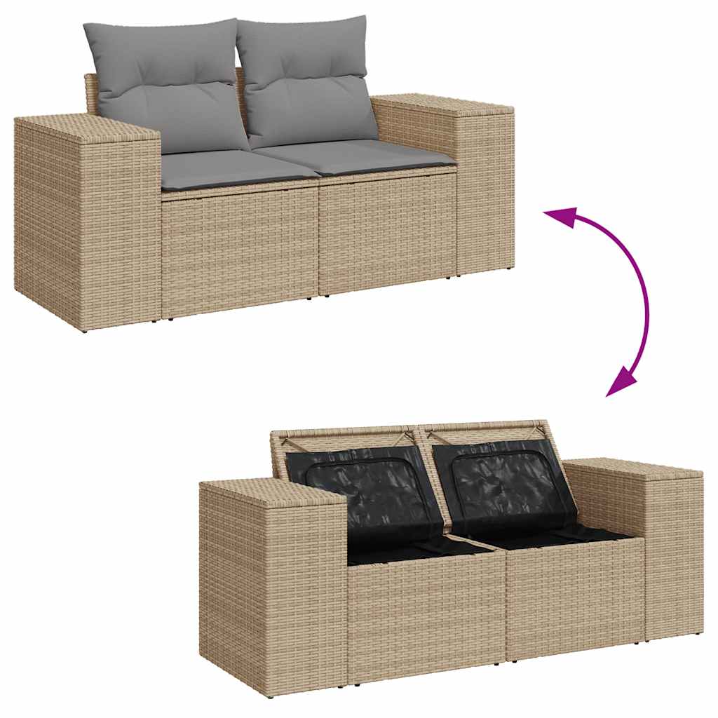 sofasæt til haven 5 dele med hynder polyrattan beige