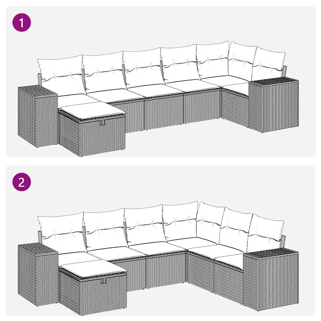 sofasæt til haven 7 dele med hynder polyrattan sort