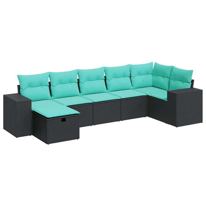 sofasæt til haven 7 dele med hynder polyrattan sort