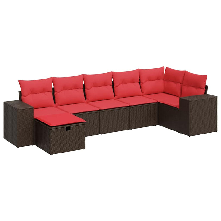 sofasæt til haven 7 dele med hynder polyrattan brun
