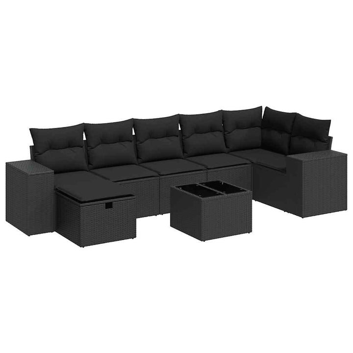sofasæt til haven 8 dele med hynder polyrattan sort