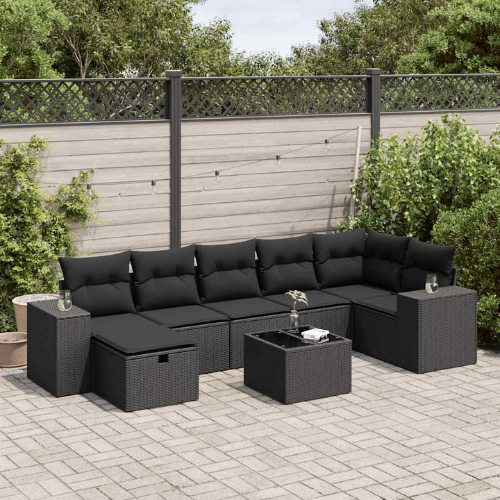sofasæt til haven 8 dele med hynder polyrattan sort