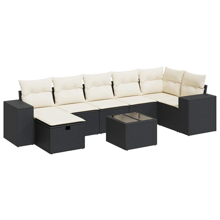 sofasæt til haven 8 dele med hynder polyrattan sort