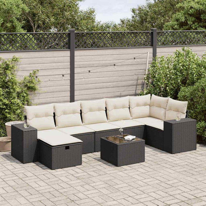 sofasæt til haven 8 dele med hynder polyrattan sort