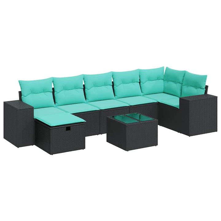 sofasæt til haven 8 dele med hynder polyrattan sort