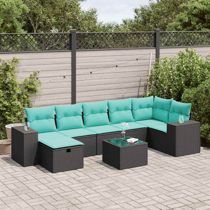 sofasæt til haven 8 dele med hynder polyrattan sort