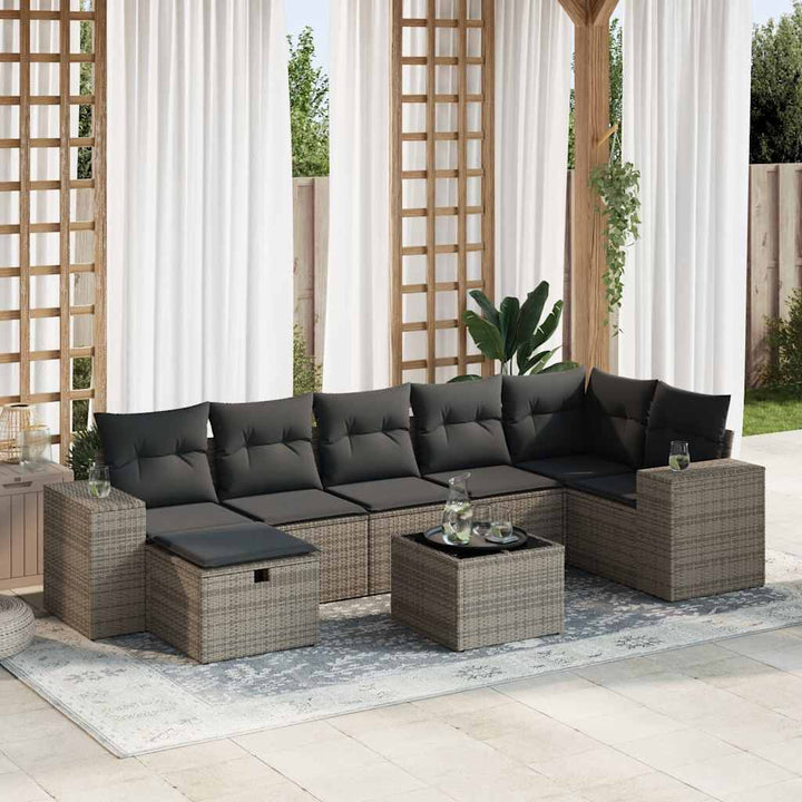 sofasæt til haven 8 dele med hynder polyrattan grå