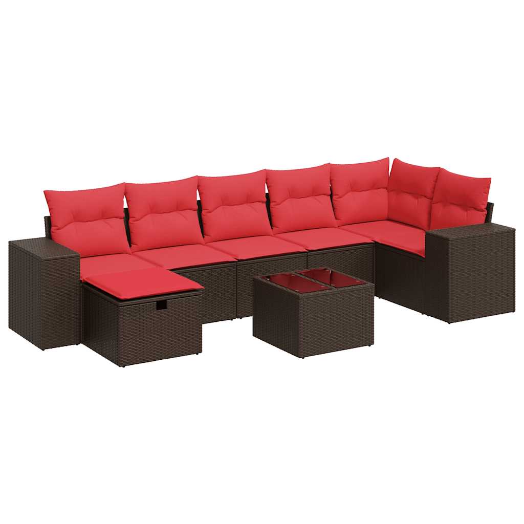 sofasæt til haven 8 dele med hynder polyrattan brun