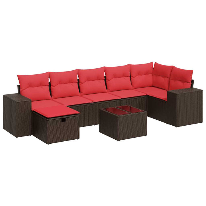 sofasæt til haven 8 dele med hynder polyrattan brun