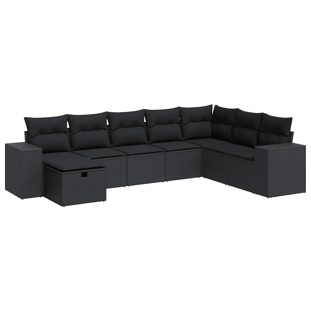sofasæt til haven 8 dele med hynder polyrattan sort
