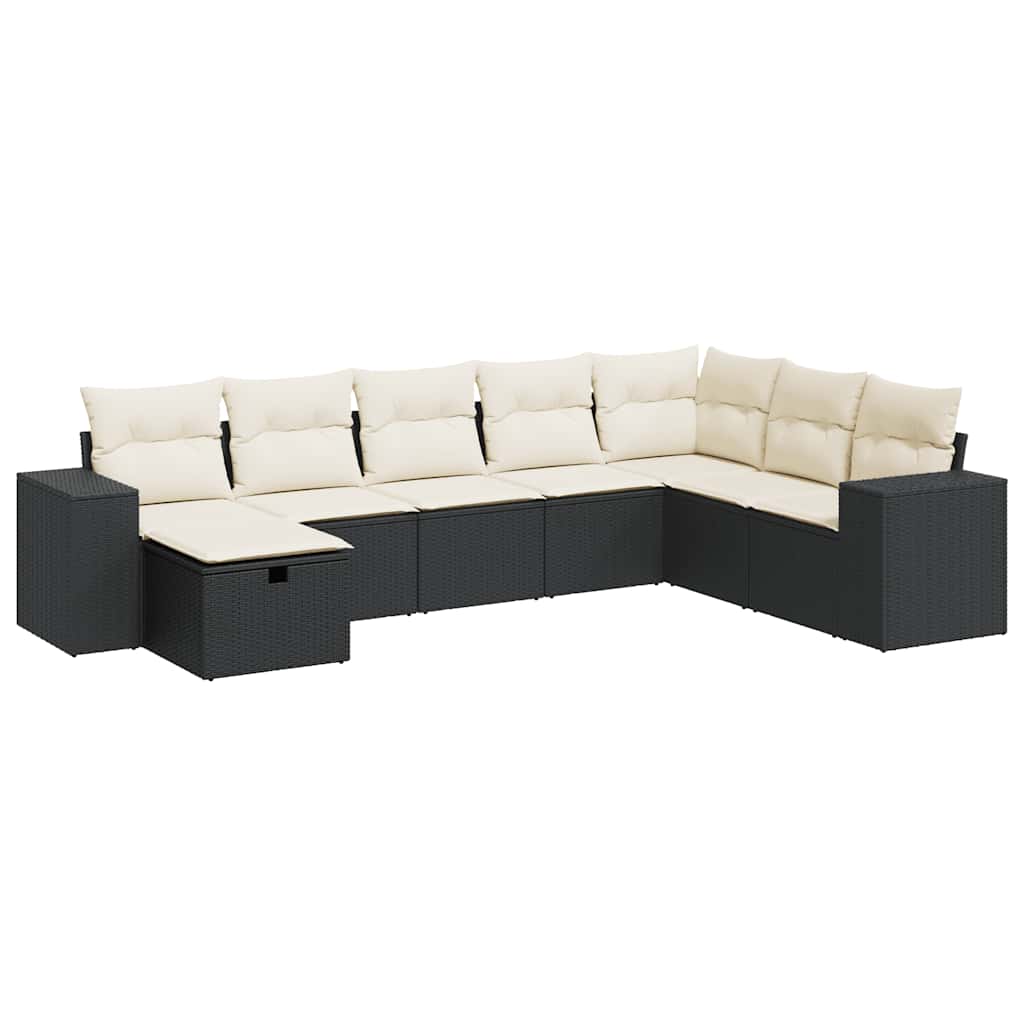 sofasæt til haven 8 dele med hynder polyrattan sort