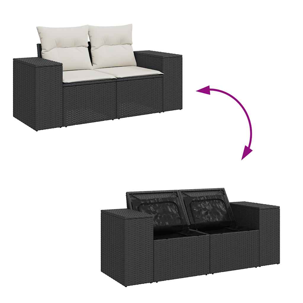 sofasæt til haven 8 dele med hynder polyrattan sort