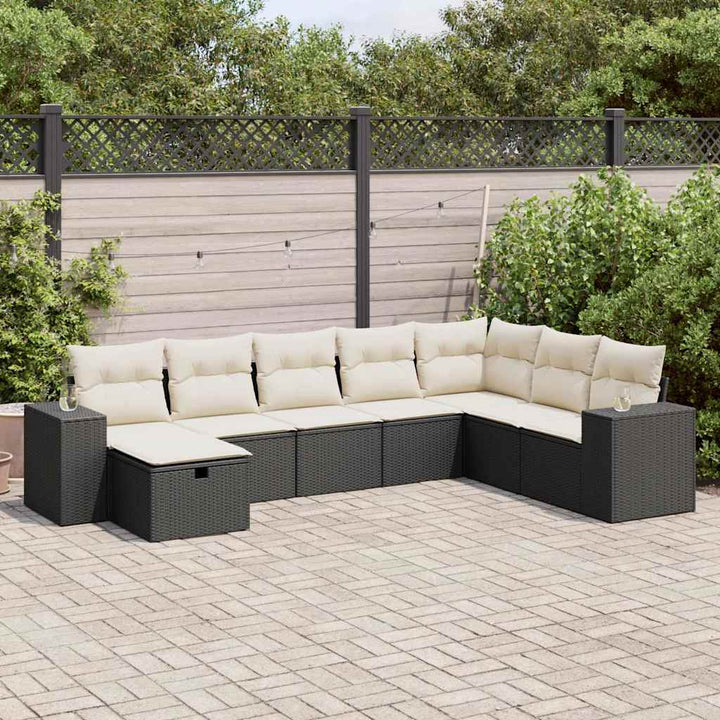 sofasæt til haven 8 dele med hynder polyrattan sort