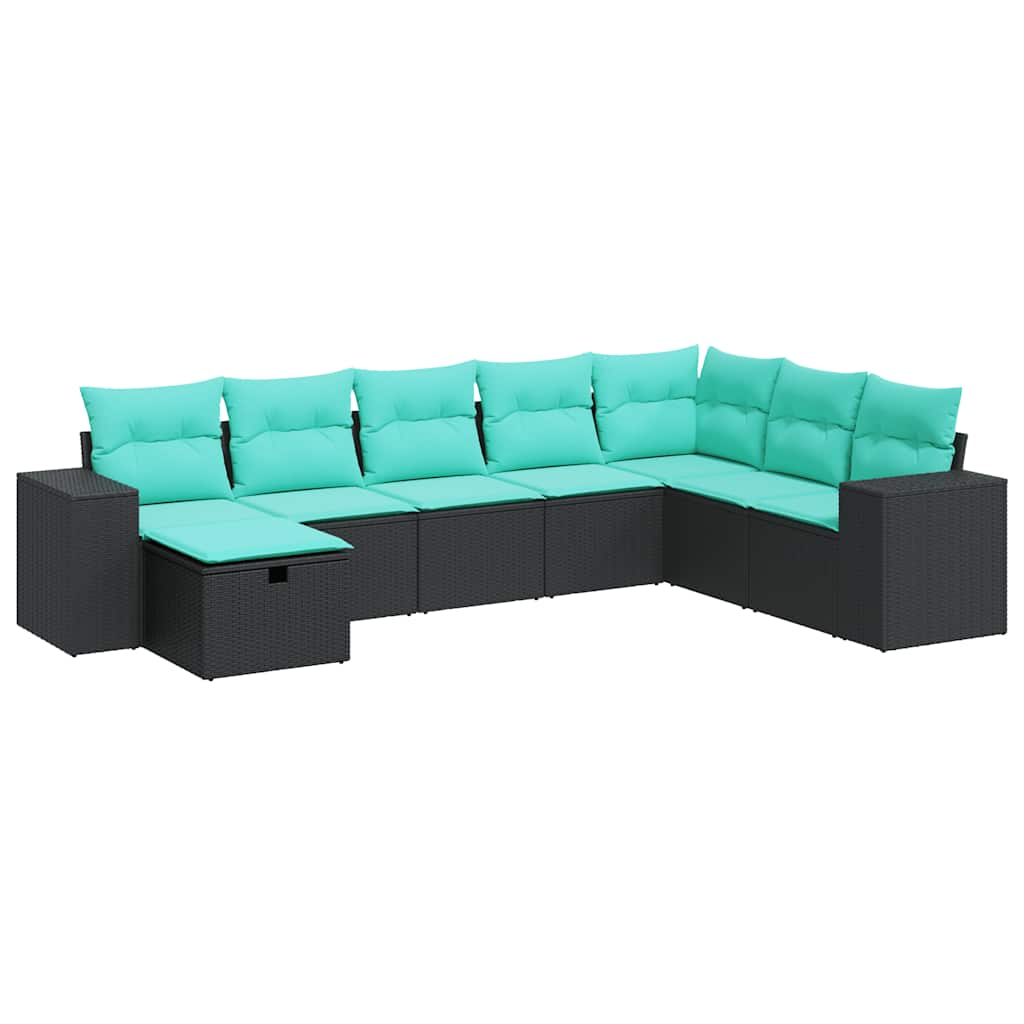 sofasæt til haven 8 dele med hynder polyrattan sort