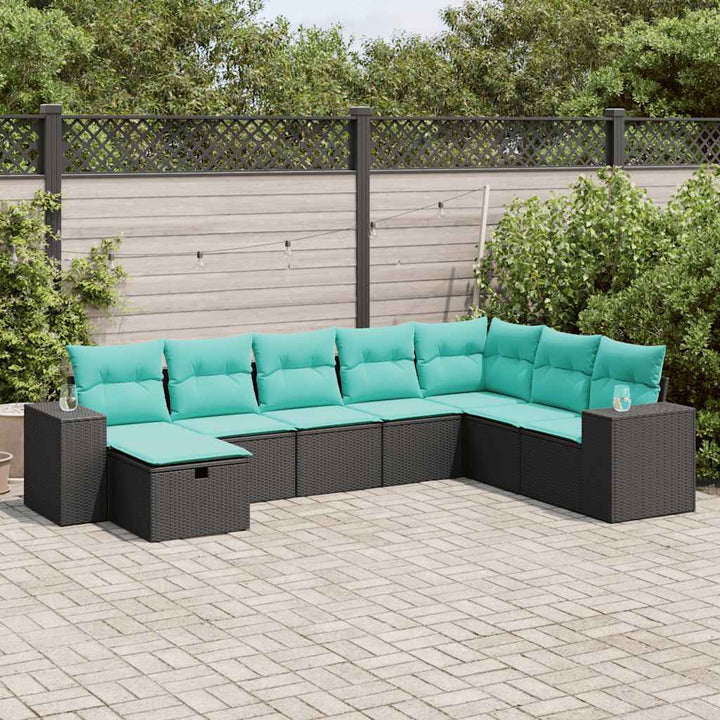 sofasæt til haven 8 dele med hynder polyrattan sort