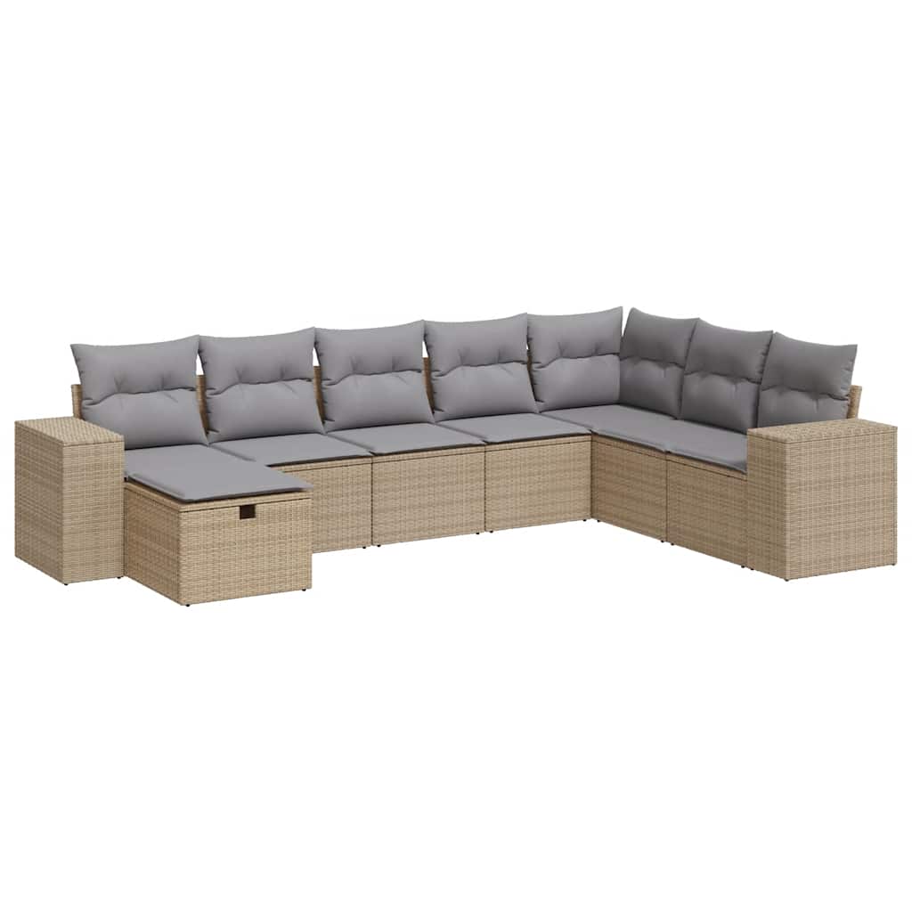 sofasæt til haven 8 dele med hynder polyrattan beige
