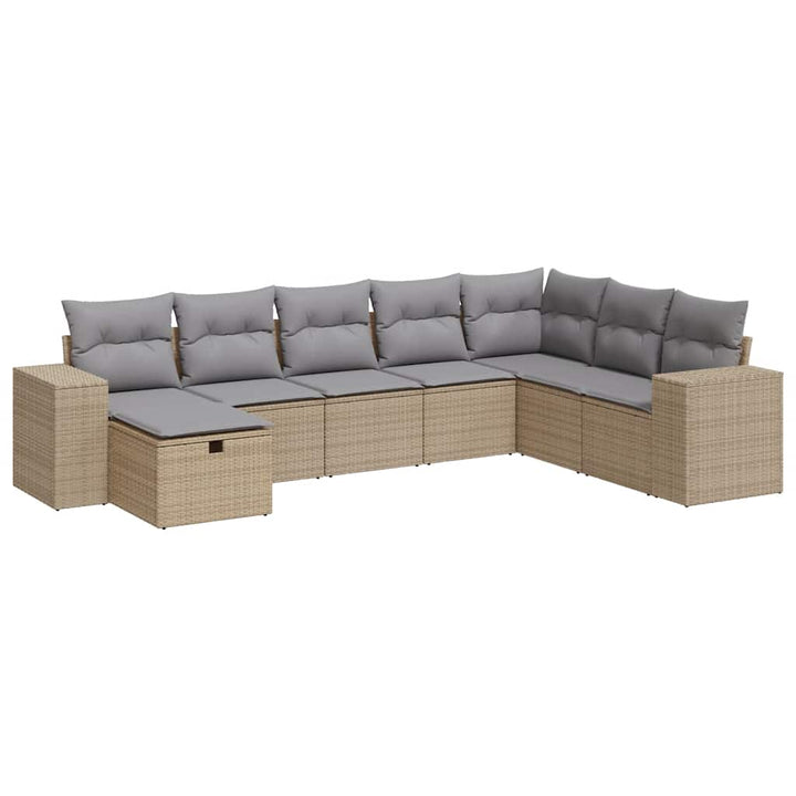 sofasæt til haven 8 dele med hynder polyrattan beige