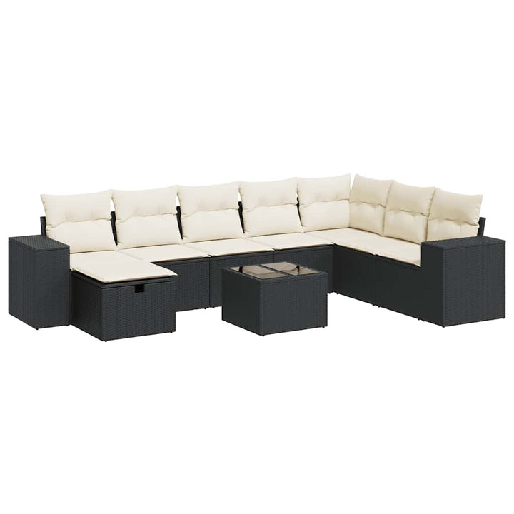 sofasæt til haven 9 dele med hynder polyrattan sort