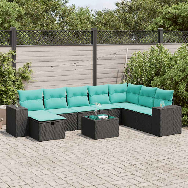 sofasæt til haven 9 dele med hynder polyrattan sort