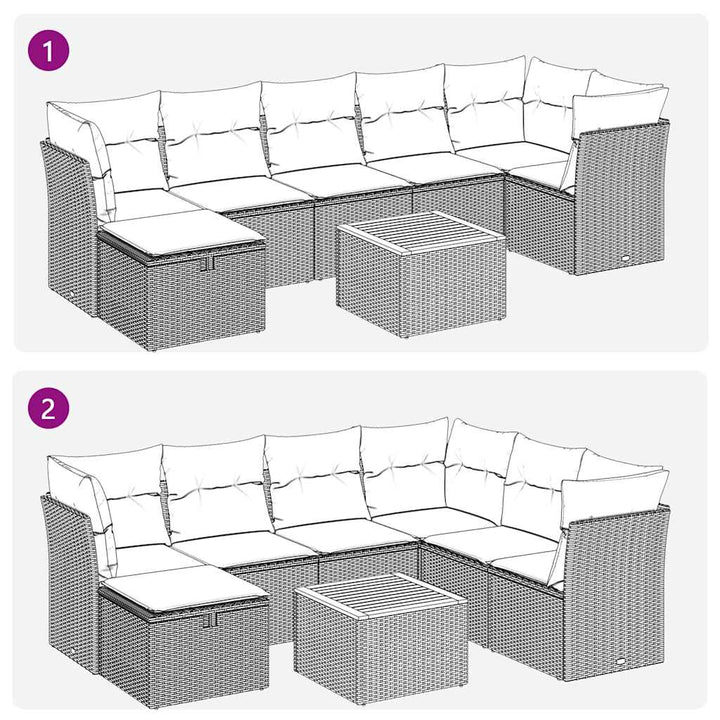 sofasæt til haven 8 dele med hynder polyrattan beige