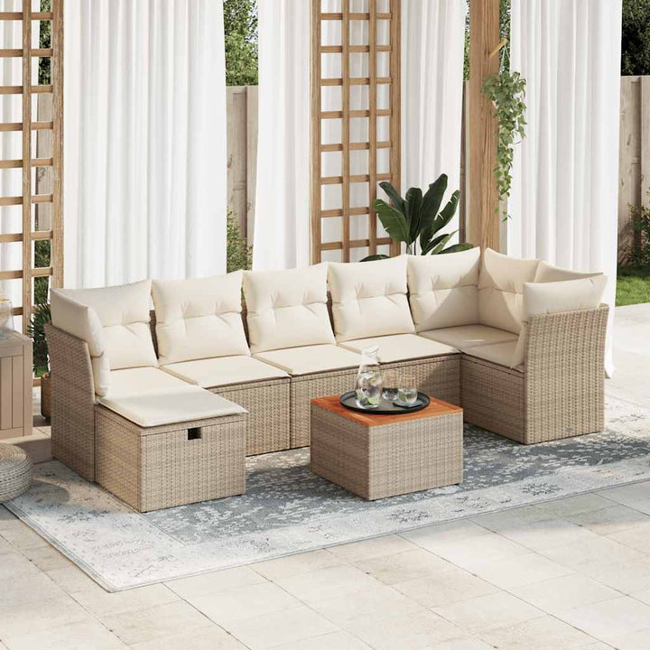 sofasæt til haven 8 dele med hynder polyrattan beige