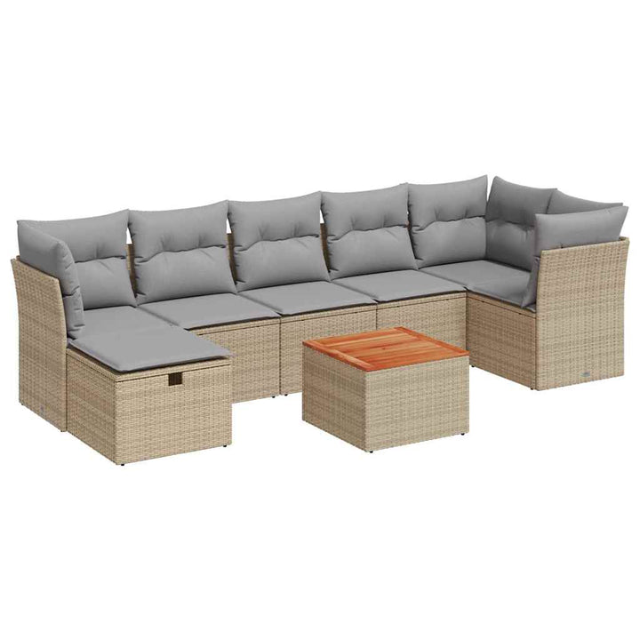 sofasæt til haven 8 dele med hynder polyrattan beige