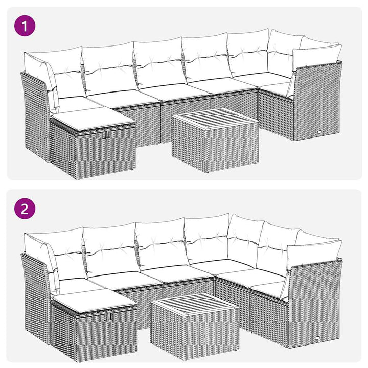 sofasæt til haven 8 dele med hynder polyrattan beige