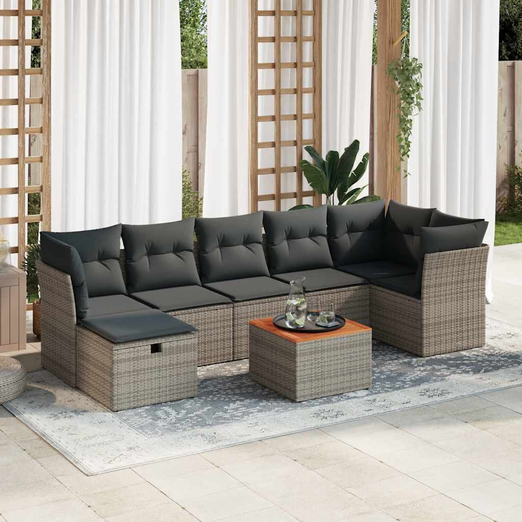 sofasæt til haven 8 dele med hynder polyrattan grå