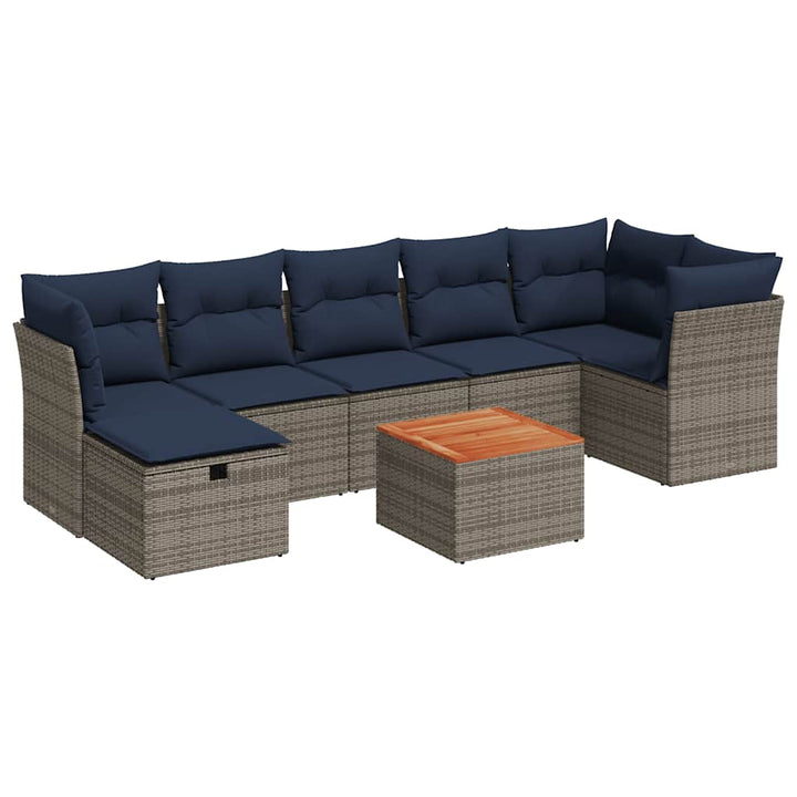 sofasæt til haven 8 dele med hynder polyrattan grå
