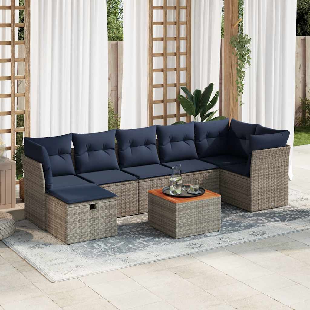 sofasæt til haven 8 dele med hynder polyrattan grå