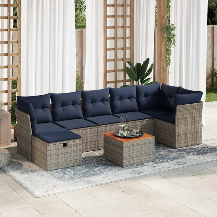 sofasæt til haven 8 dele med hynder polyrattan grå