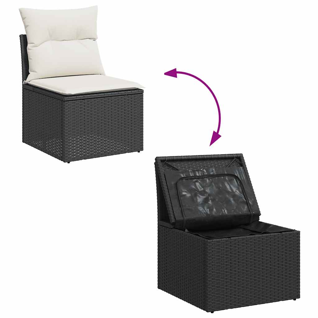 sofasæt til haven 9 dele med hynder polyrattan sort