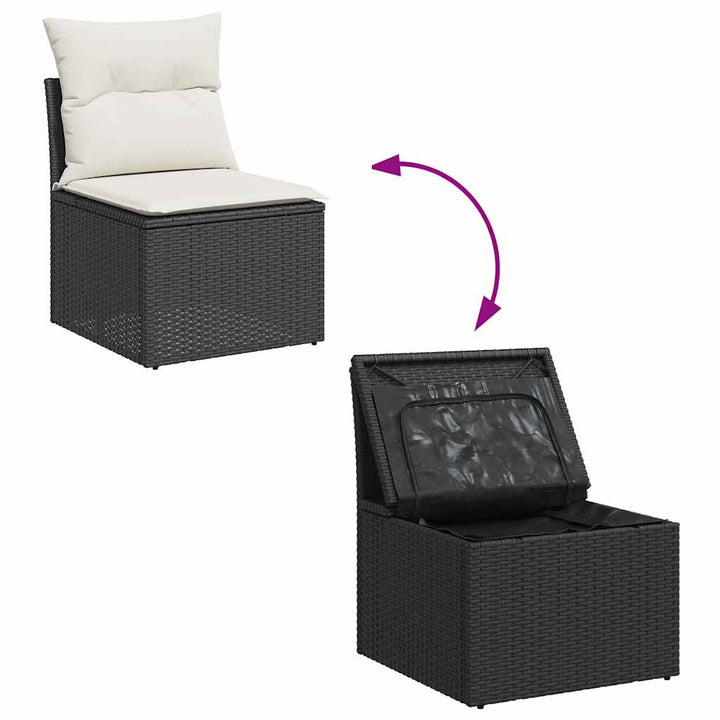sofasæt til haven 9 dele med hynder polyrattan sort