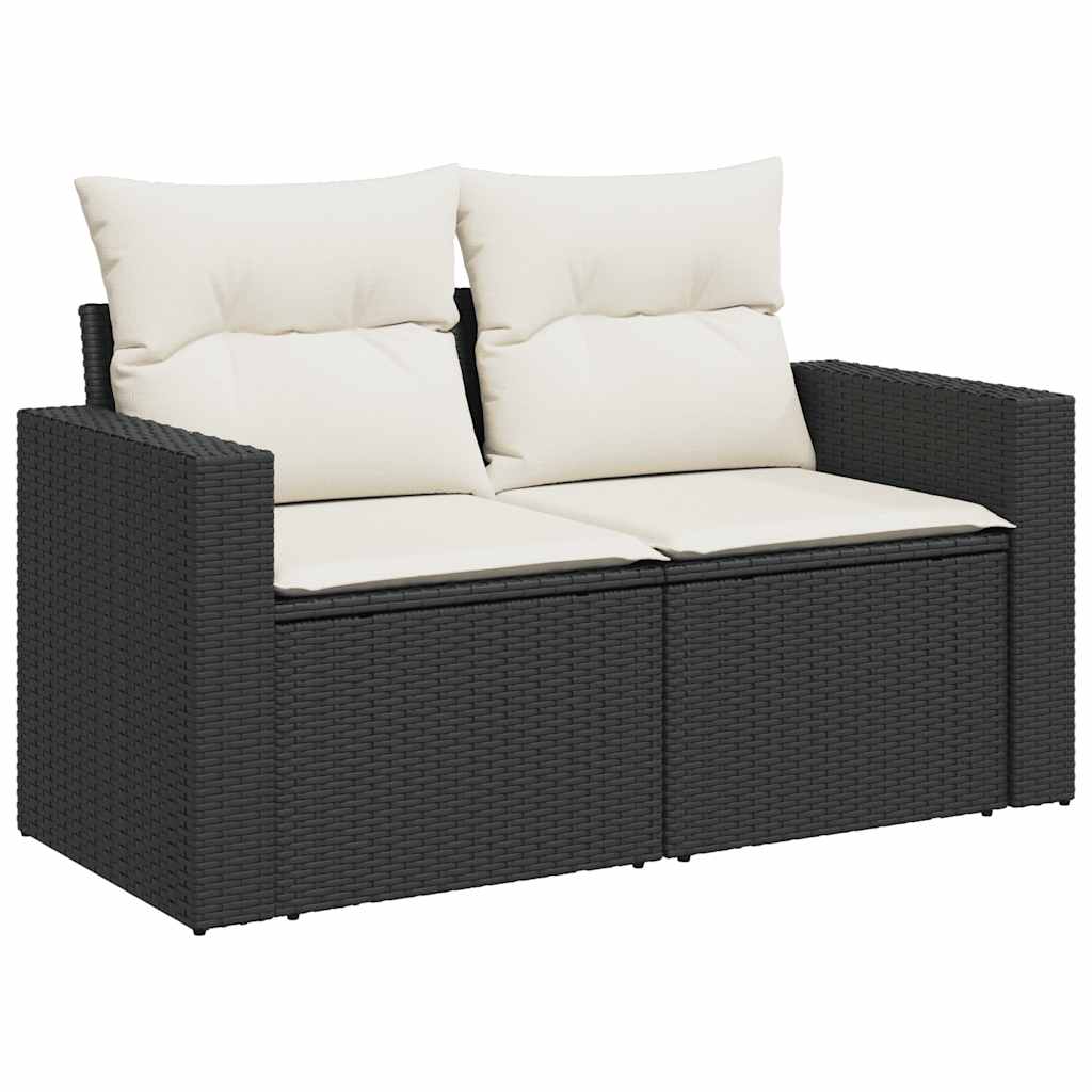 sofasæt til haven 7 dele med hynder polyrattan sort