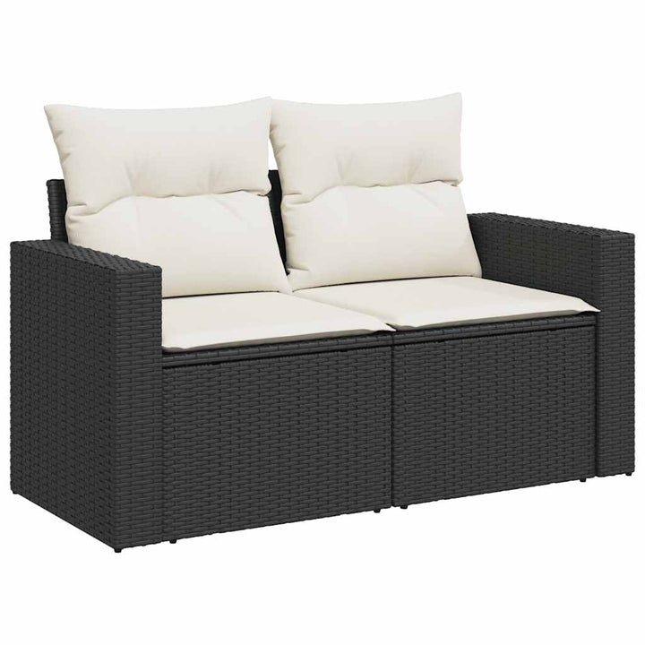 sofasæt til haven 7 dele med hynder polyrattan sort