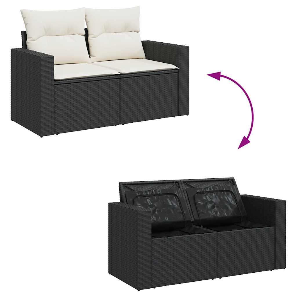 sofasæt til haven 7 dele med hynder polyrattan sort