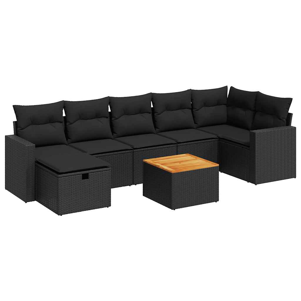 sofasæt til haven 8 dele med hynder polyrattan sort