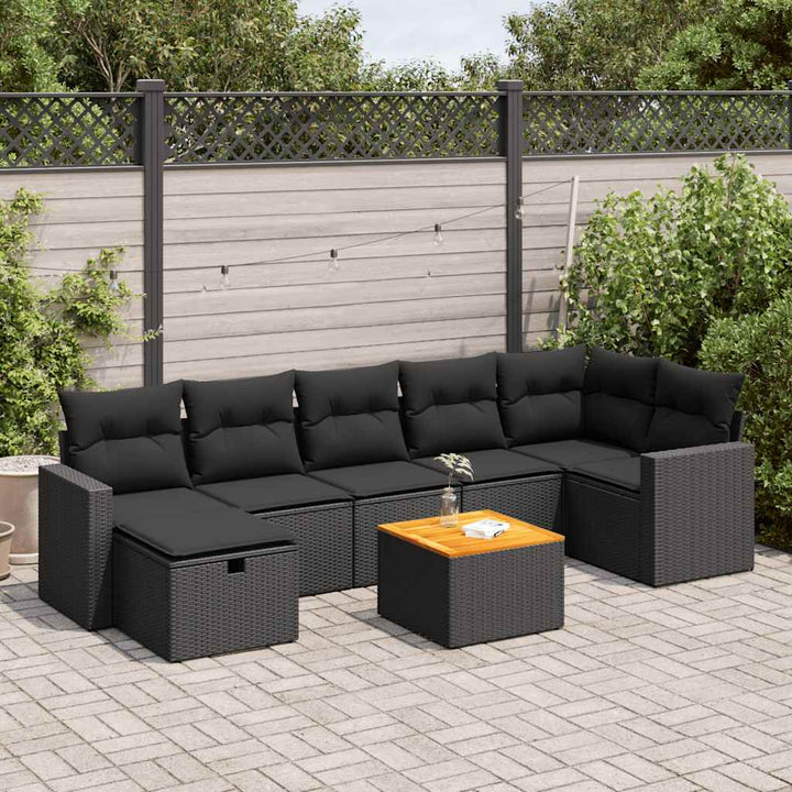 sofasæt til haven 8 dele med hynder polyrattan sort
