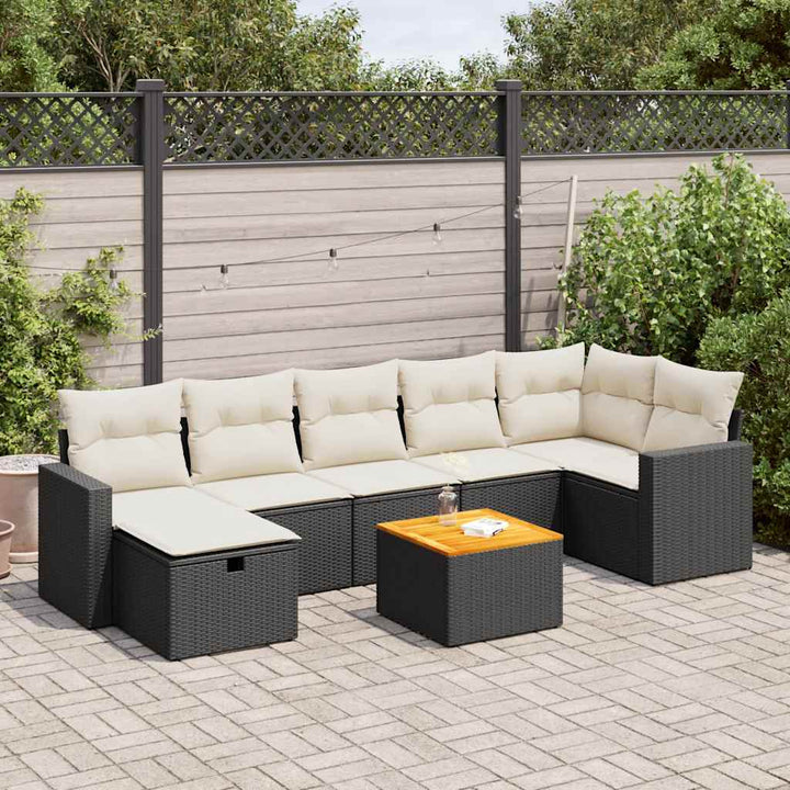 sofasæt til haven 8 dele med hynder polyrattan sort